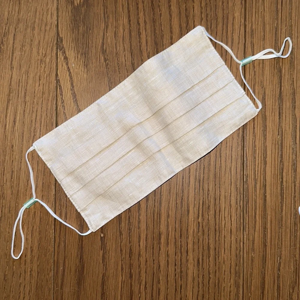 Loro Piana Beige Green Linen Face Mask